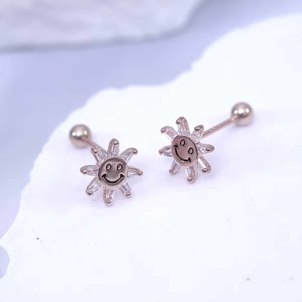 玫瑰金太陽花×轉珠耳環-第5張