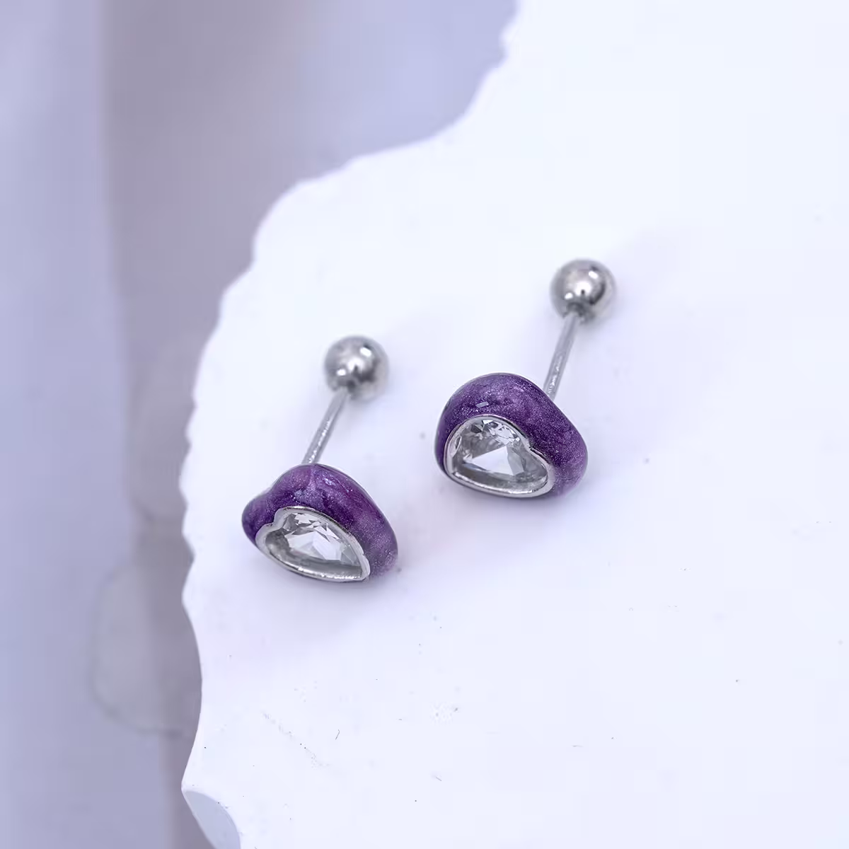 紫心晶鑽×轉珠耳環-第2張