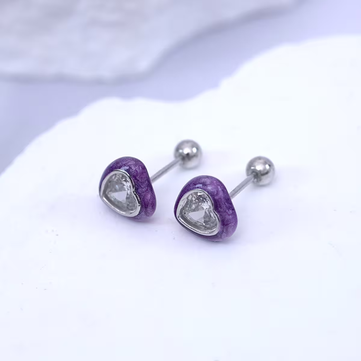 紫心晶鑽×轉珠耳環-第5張