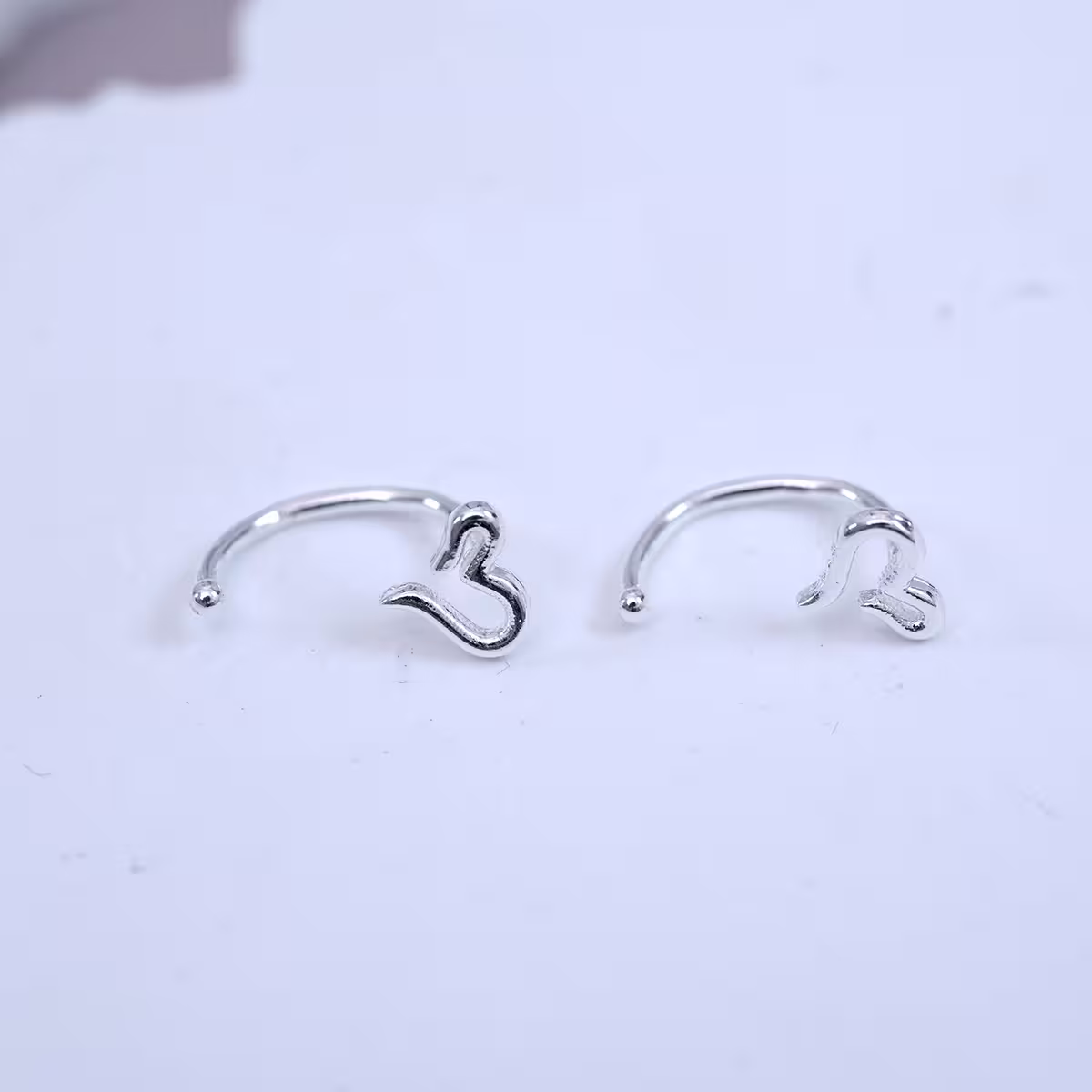 925銀針×線條愛心×耳勾-第3張