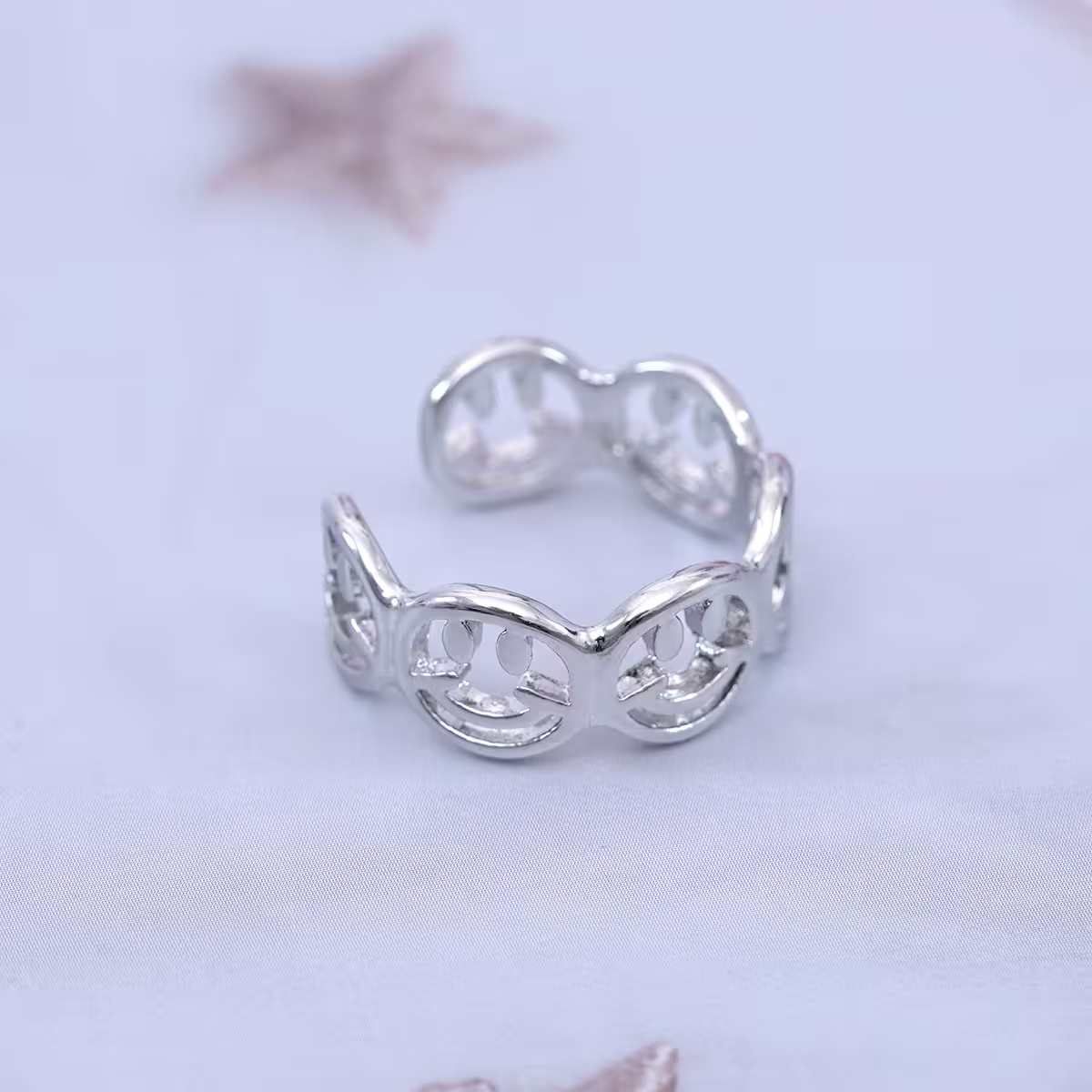 笑臉排列鏤空晶鑽×開口戒指×共二色-第3張