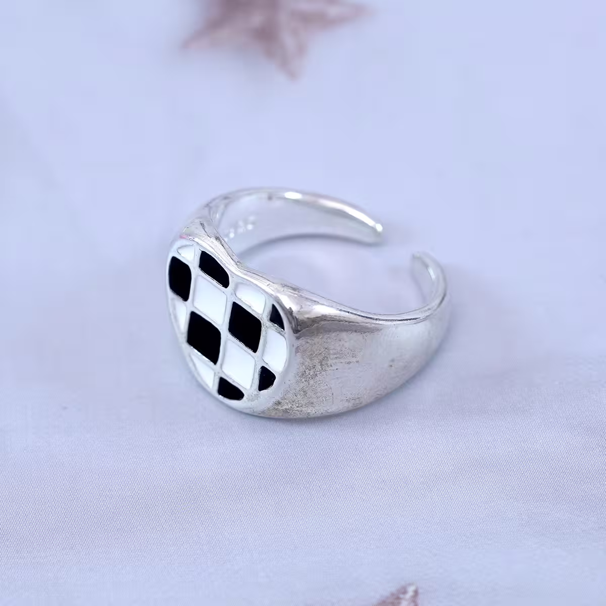 黑白棋盤×開口戒指×共二色-第2張