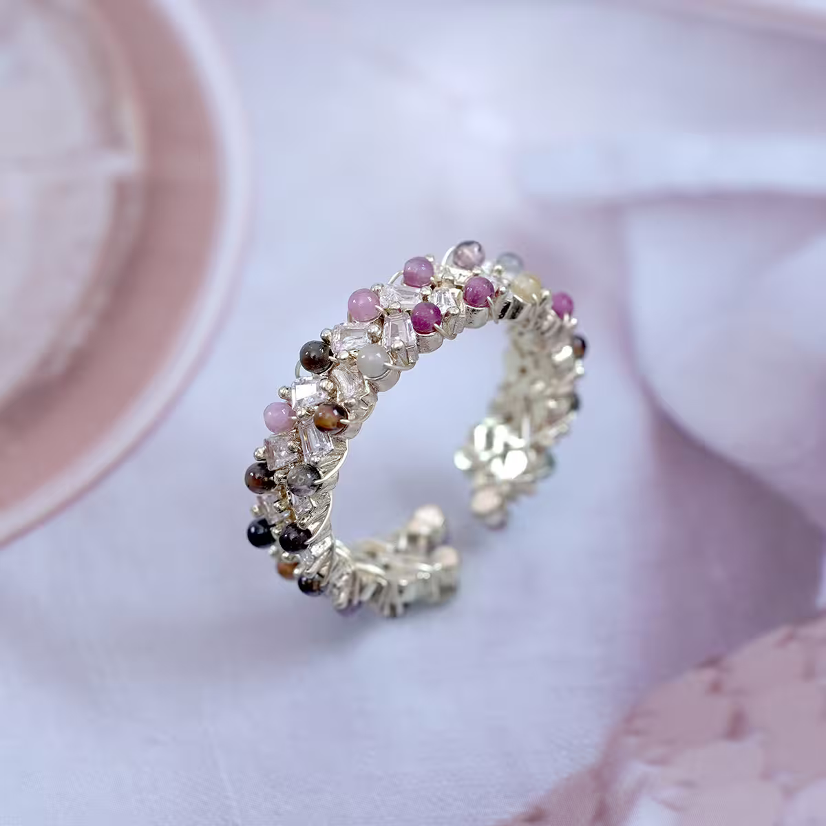 琉璃晶鑽小串珠×開口戒指-第2張