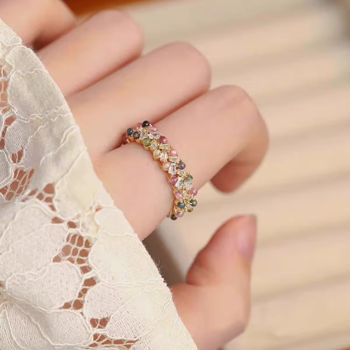 琉璃晶鑽小串珠×開口戒指-第6張