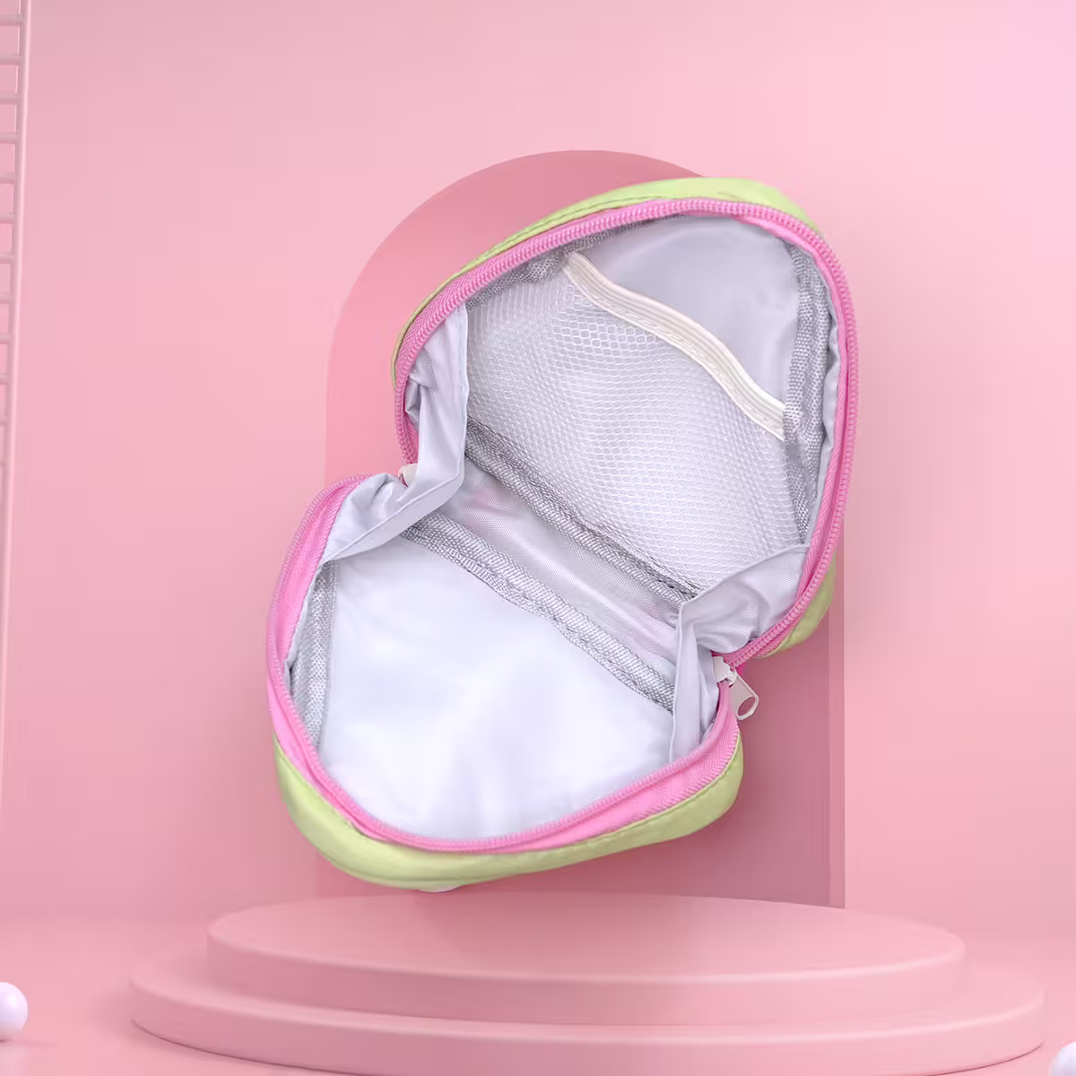 撞色倒三角手提&times;化妝收納包&times;綠色-第2張