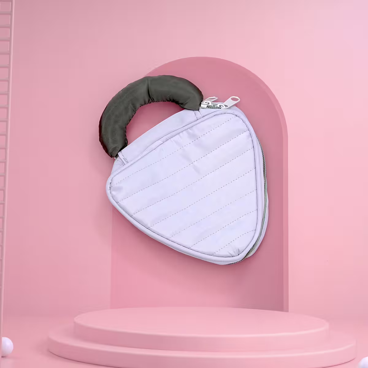 撞色倒三角手提&times;化妝收納包&times;灰色-第1張