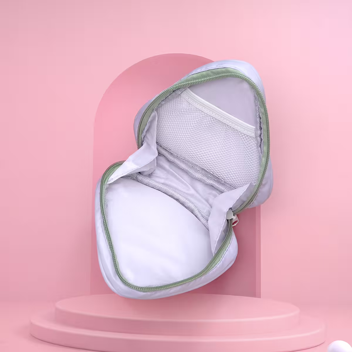 撞色倒三角手提&times;化妝收納包&times;灰色-第2張