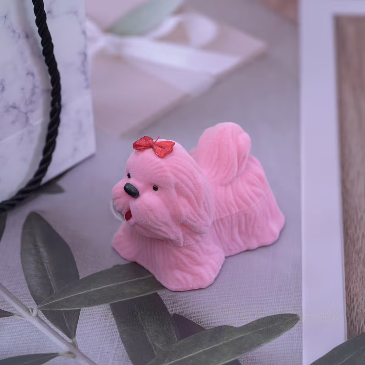 粉紅小狗×適用戒指/項鍊/手鍊×絨布盒-第1張