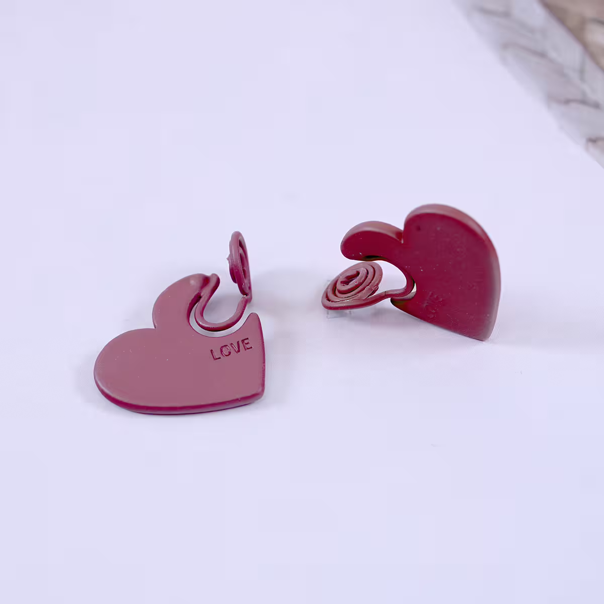 LOVE霧質紅心×蚊香盤U型耳夾-第3張