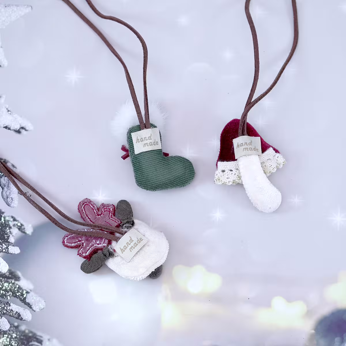 布藝聖誕小物×麂皮繩×長項鍊×共三色-第5張