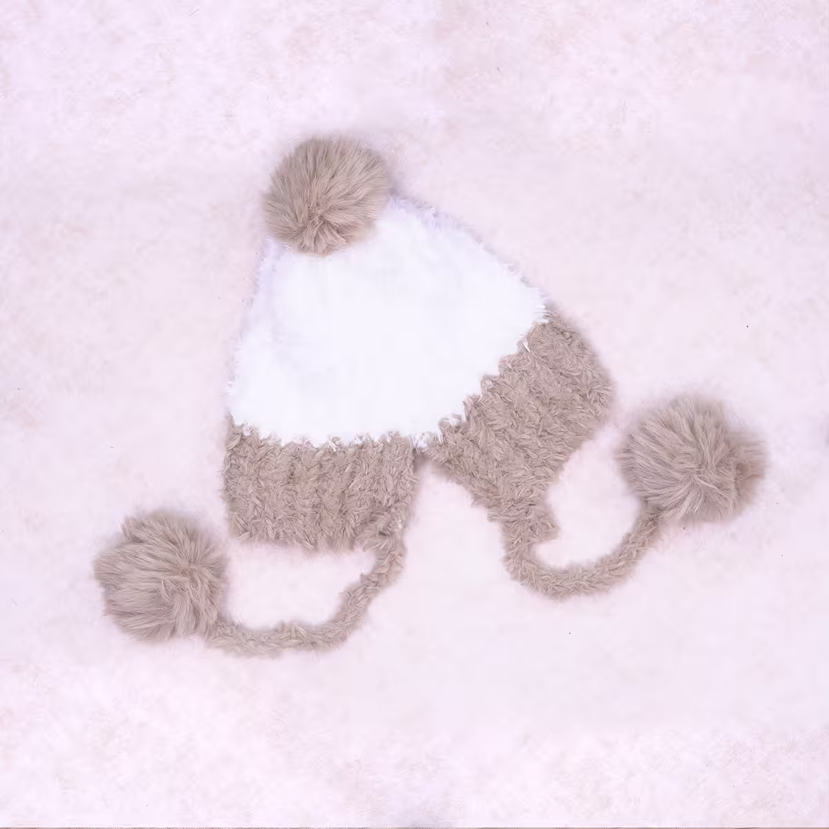 毛球拼色仿貂毛×毛帽×白色-第2張