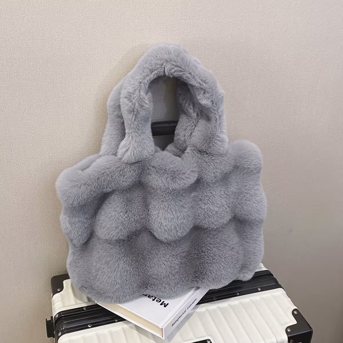 毛毛波堤×肩背袋×灰色-第3張