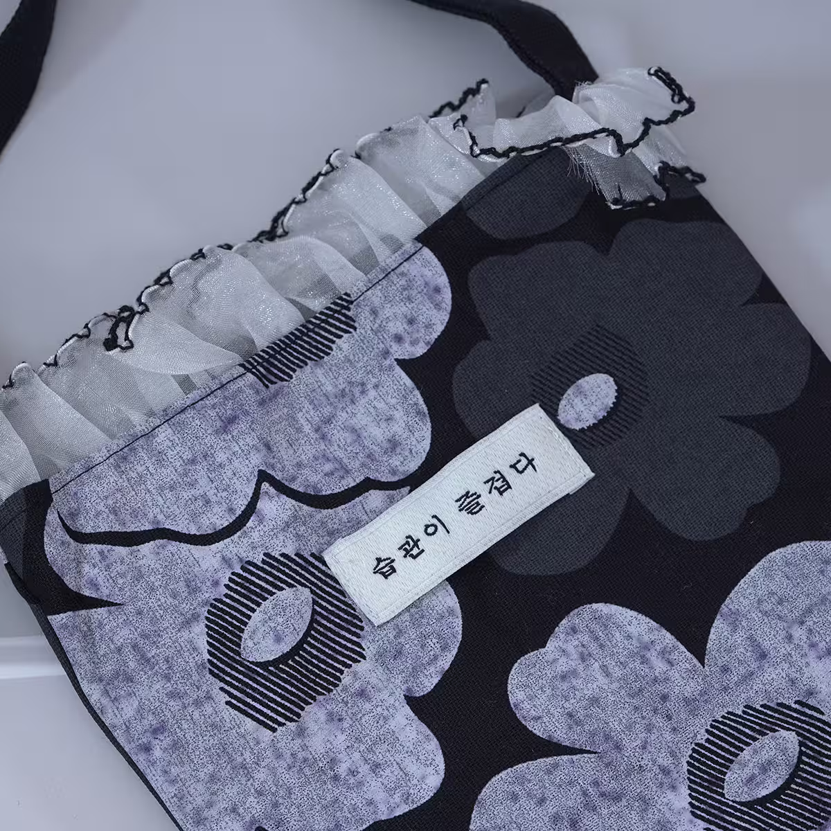 蕾絲邊韓文×輕巧手提袋×花朵-第4張