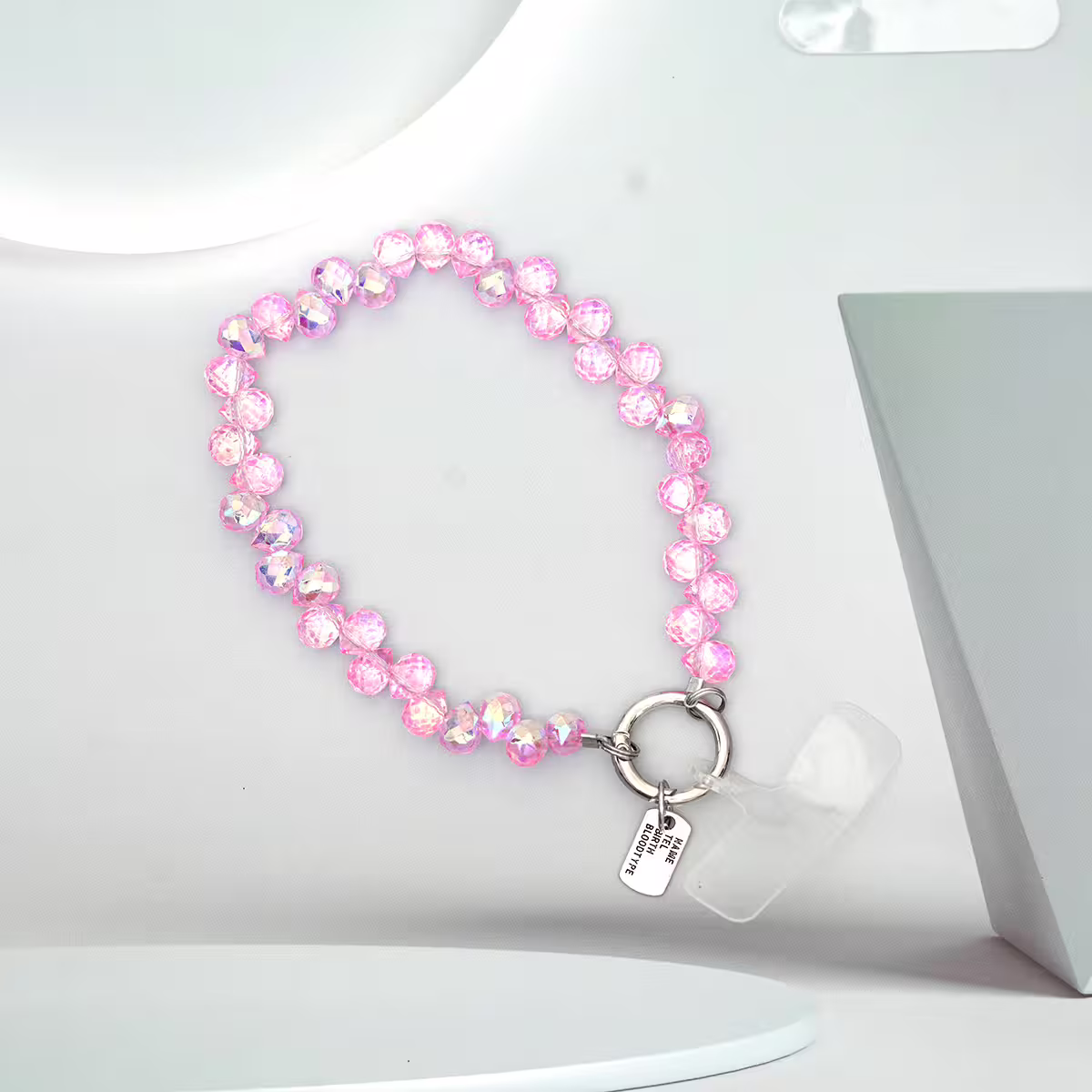 水滴閃亮晶鑽&times;手機腕帶掛繩&times;粉紅-第1張