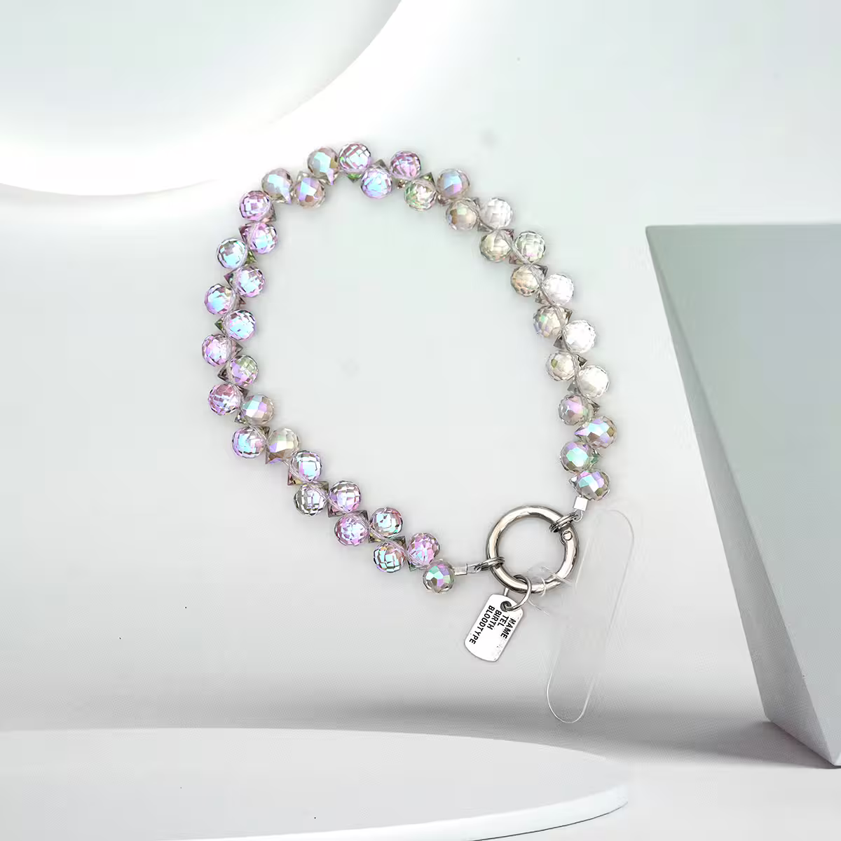 水滴閃亮晶鑽&times;手機腕帶掛繩&times;粉藍粉-第1張