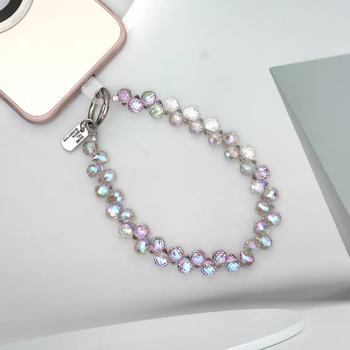 水滴閃亮晶鑽&times;手機腕帶掛繩&times;粉藍粉-第2張