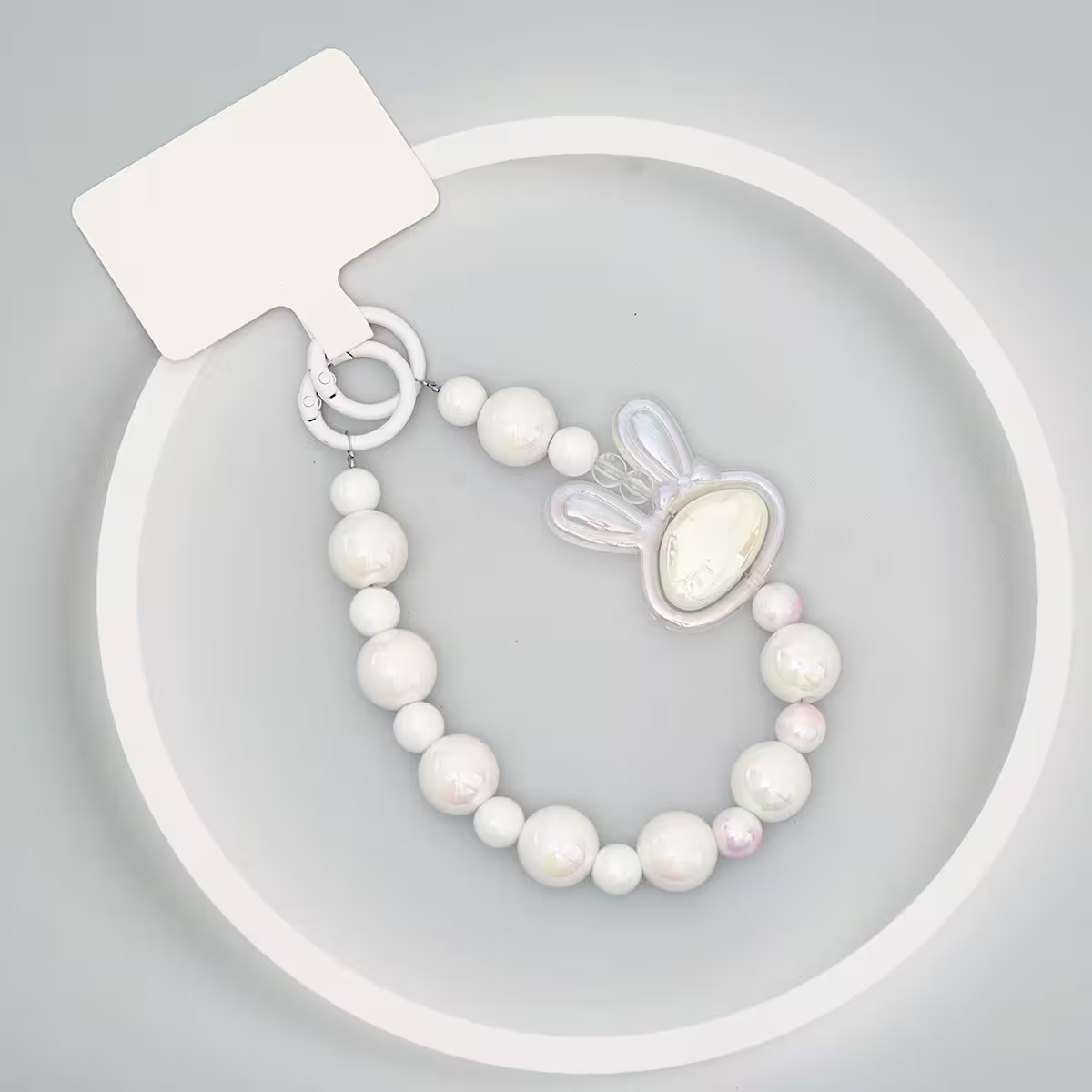 旋轉兔兔&times;手機腕帶掛繩&times;白色-第1張