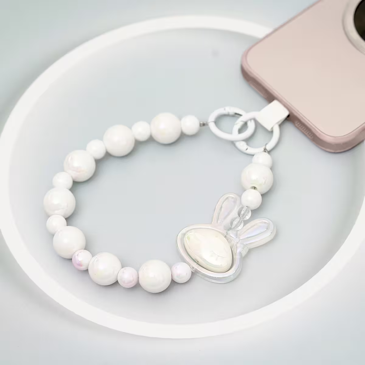 旋轉兔兔&times;手機腕帶掛繩&times;白色-第2張