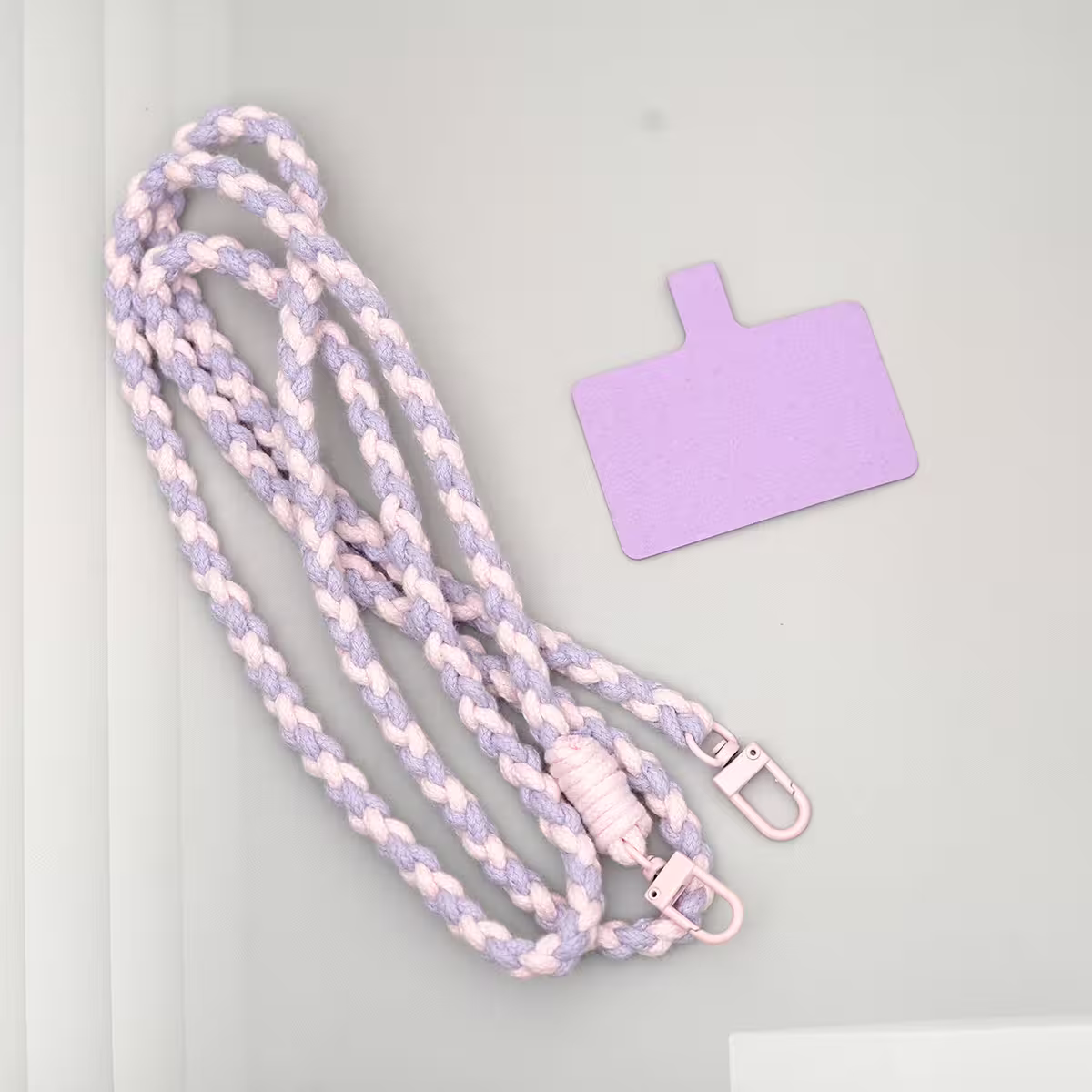 細繩雙色小麻花&times;手機斜背雙勾掛繩&times;紫+粉-第2張