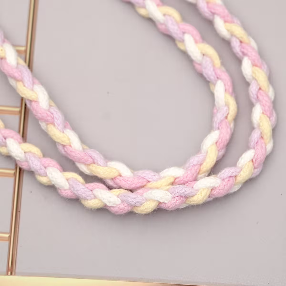 細繩四色小麻花&times;手機斜背雙勾掛繩&times;粉+紫+黃+白-第4張
