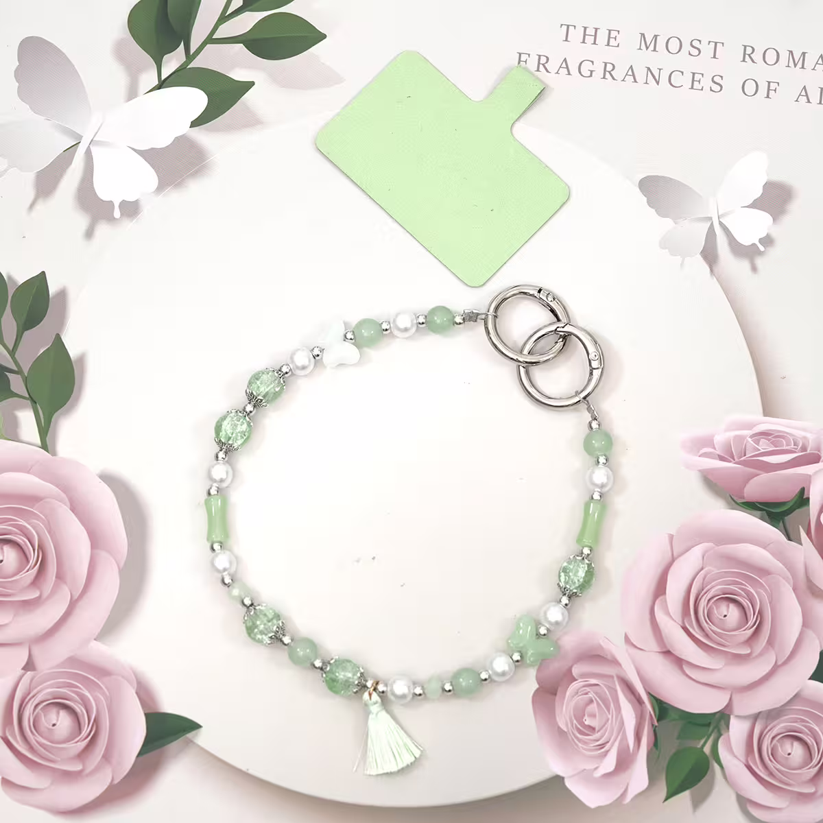 綠竹節流蘇&times;手機腕帶掛繩-第2張