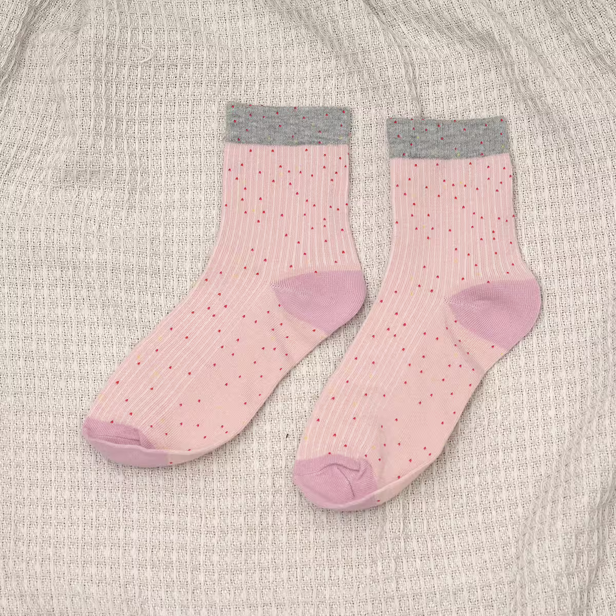 粉灰少女心&times;中筒襪&times;三雙套件襪子組-第5張