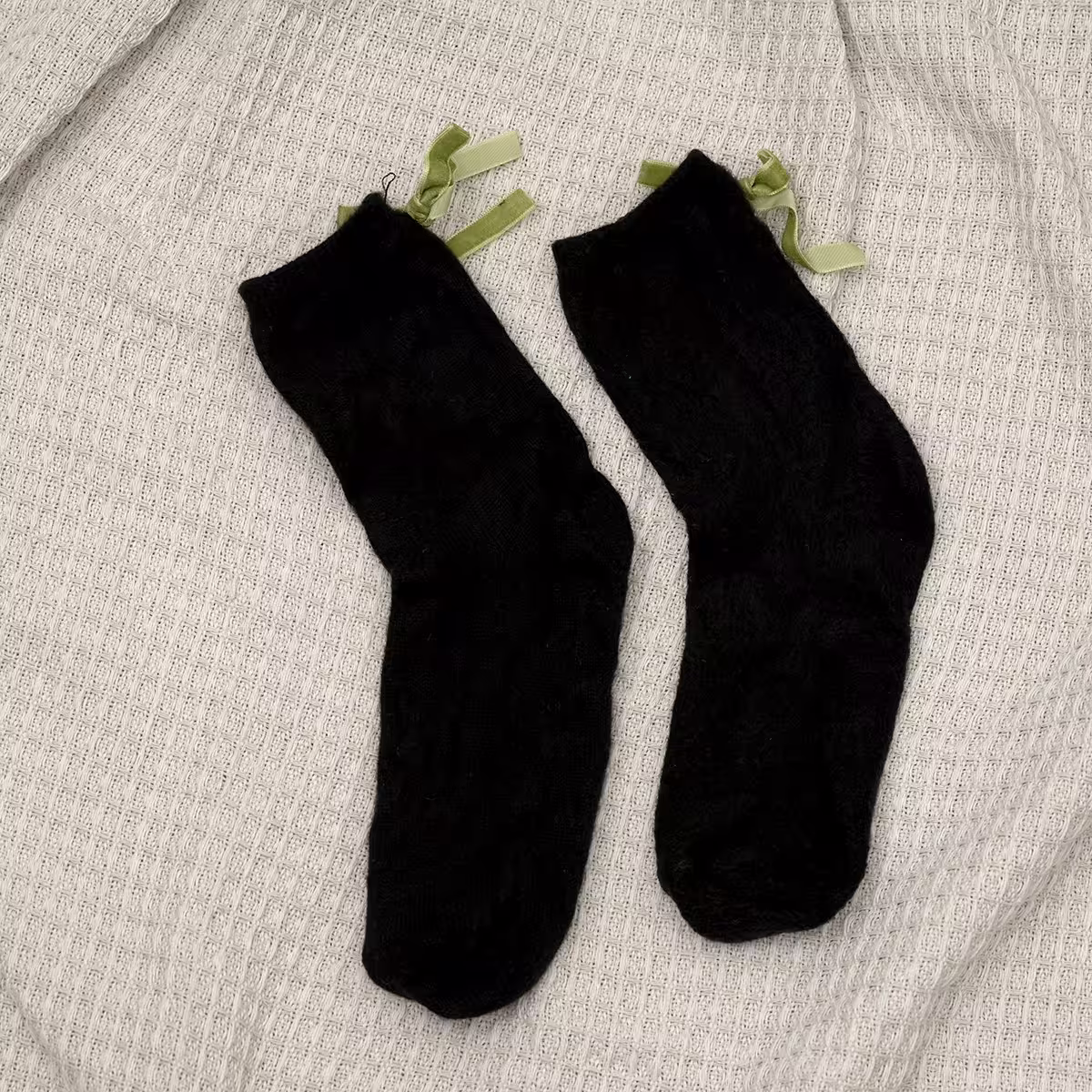 蝴蝶結毛襪&times;中筒襪&times;四雙套件襪子組-第3張