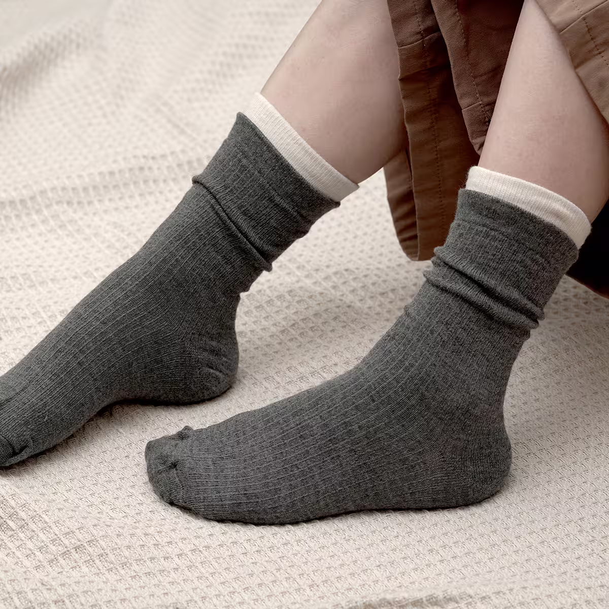 假兩件包邊&times;中筒襪&times;四雙套件襪子組-第6張