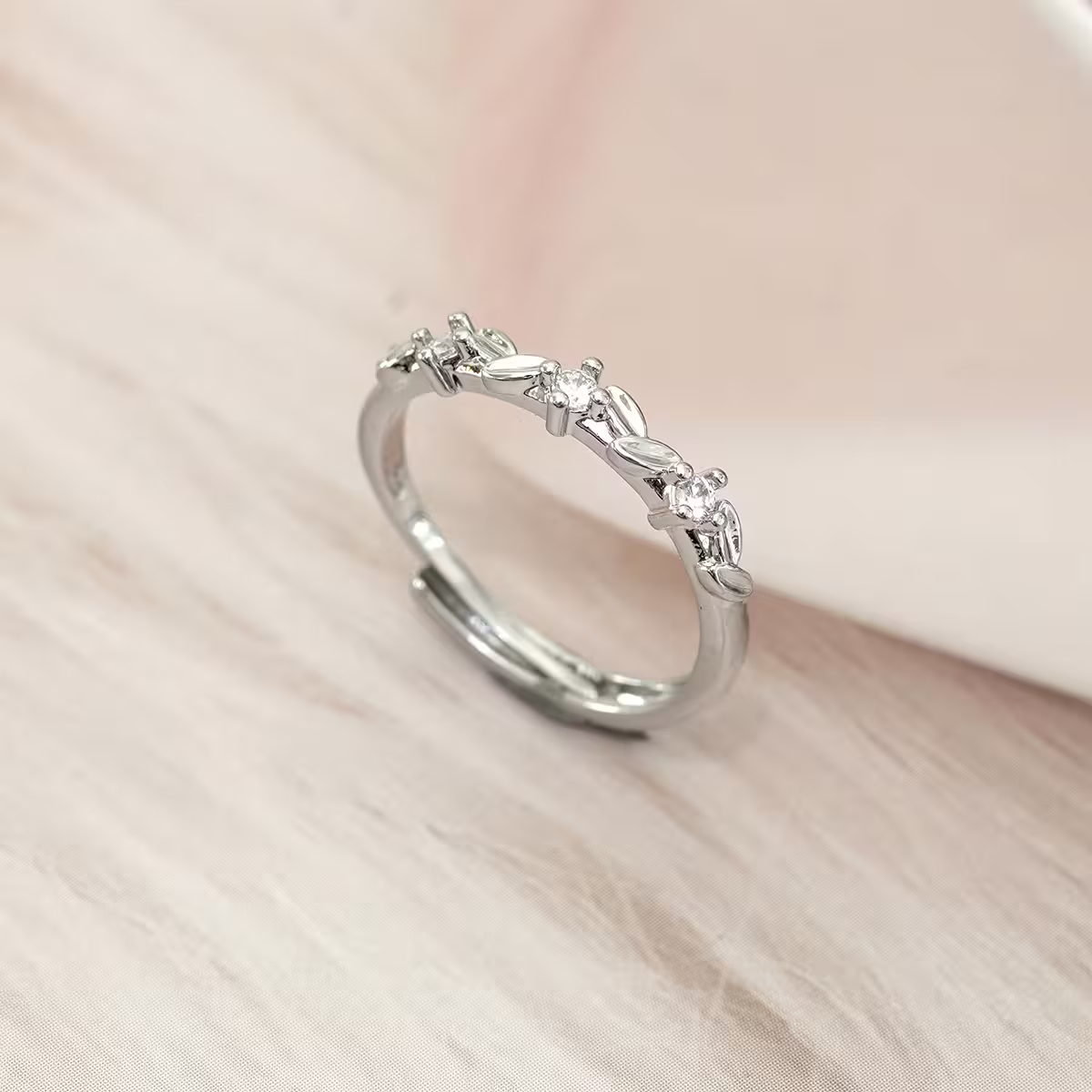 925銀飾&times;月桂枝椏&times;開口戒指-第2張