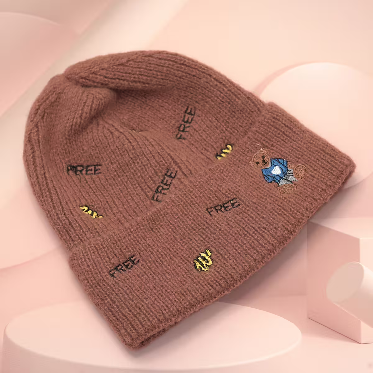 韓風刺鏽塗鴉&times;毛帽&times;棕咖-第3張