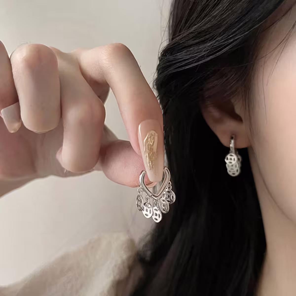 925銀針&times;招財古錢&times;耳扣-第6張