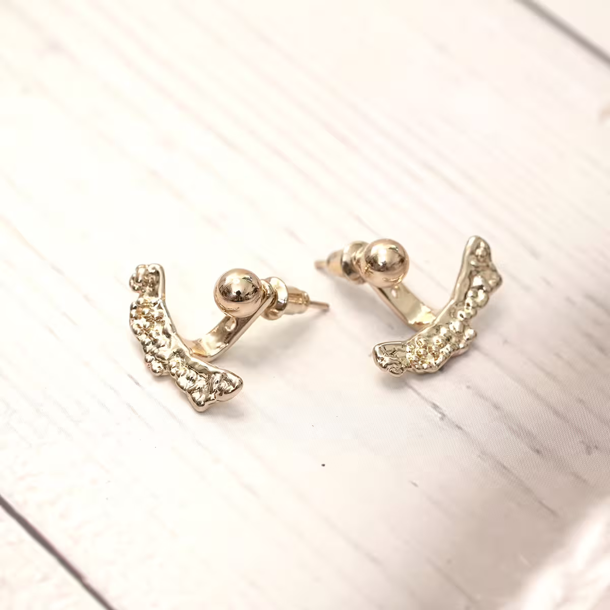 波紋弧型&times;後掛式吊墜耳環-第1張