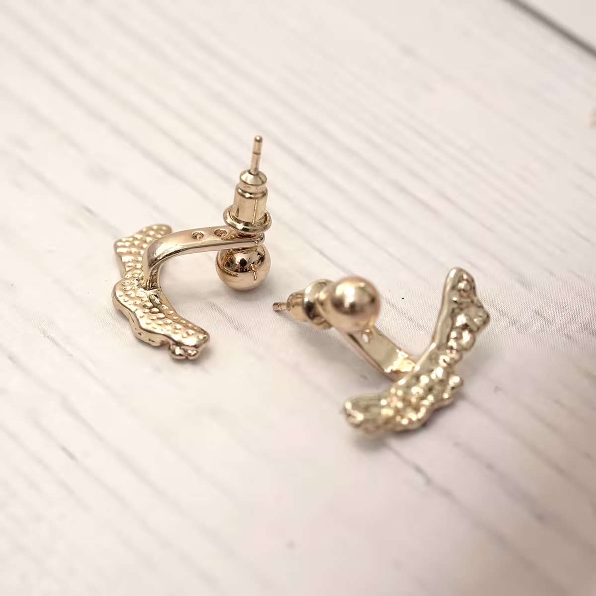 波紋弧型&times;後掛式吊墜耳環-第3張