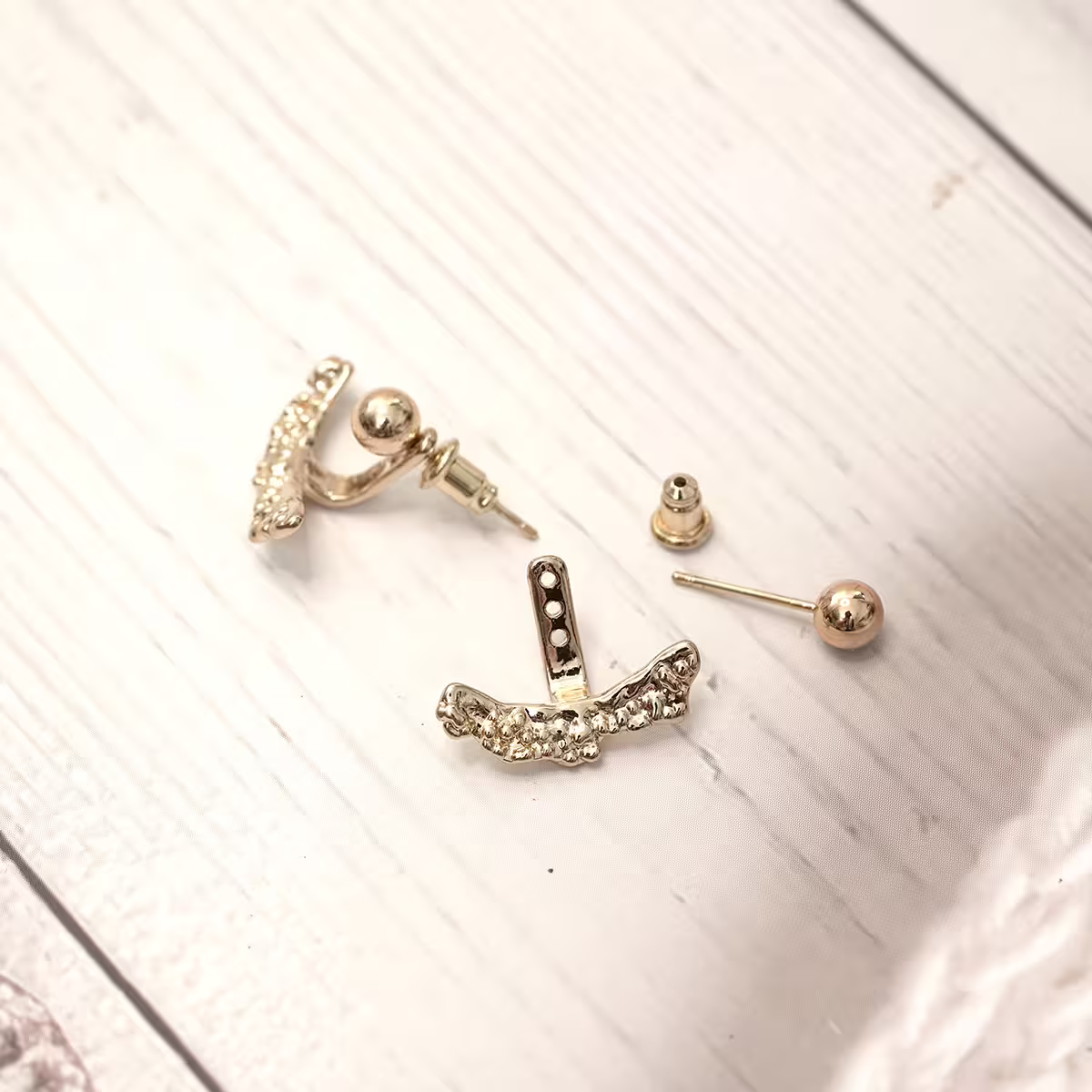 波紋弧型&times;後掛式吊墜耳環-第5張