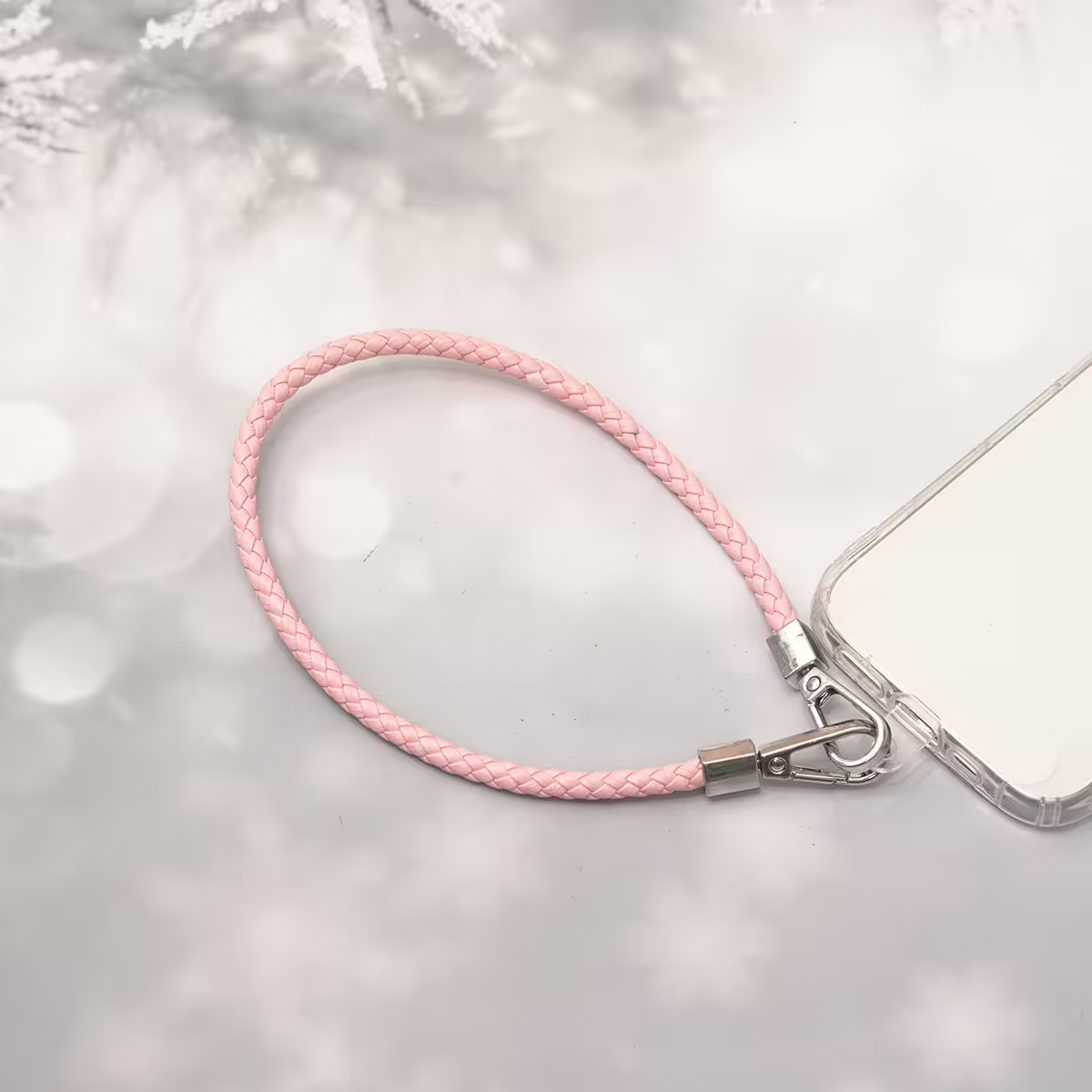 編織花紋皮革&times;手機腕帶掛繩&times;粉紅-第3張