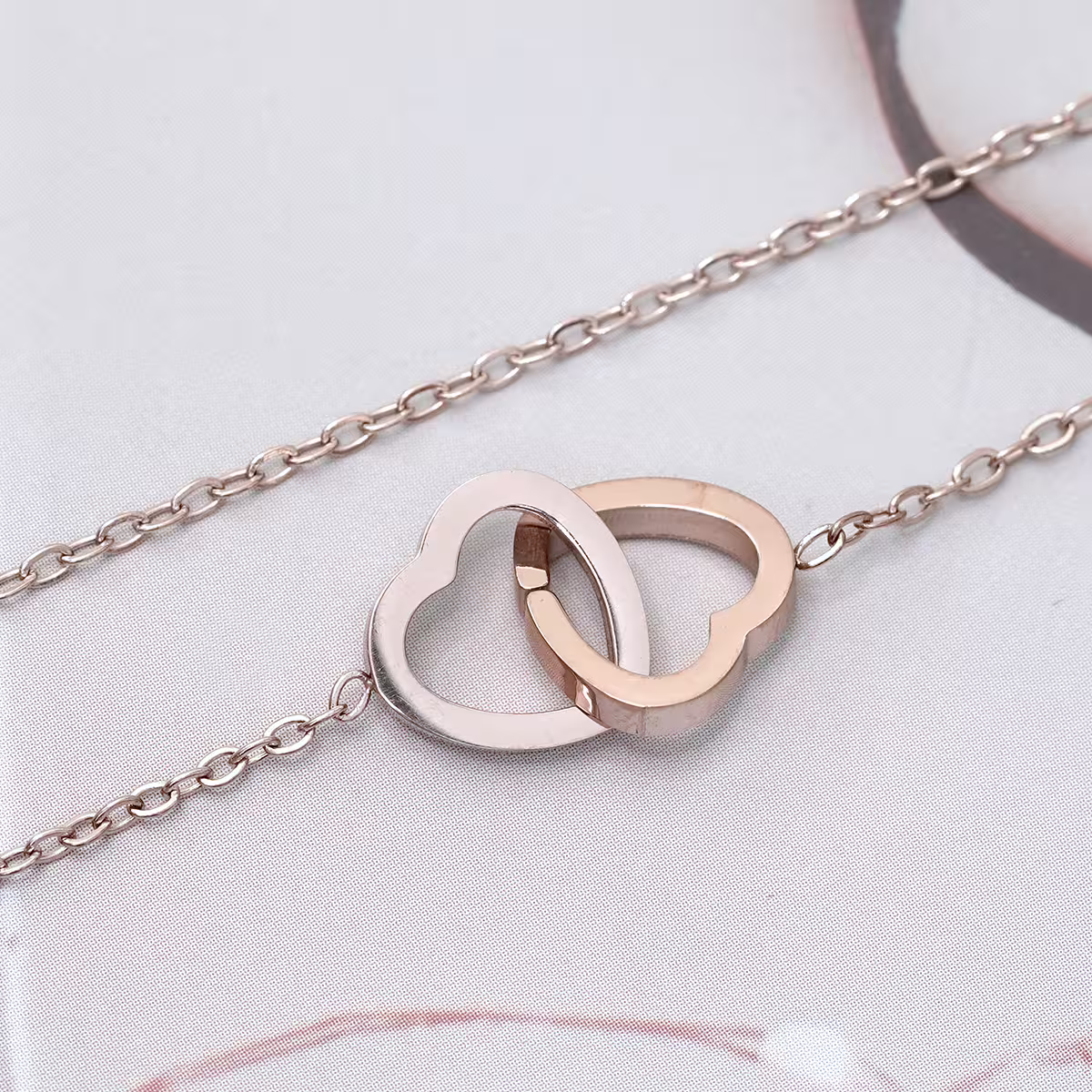 316鋼飾&times;心心相印&times;鎖骨項鍊&times;玫瑰金-第4張