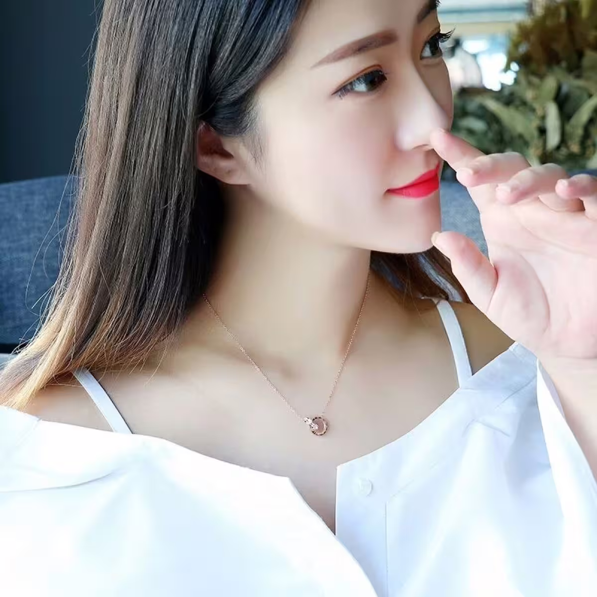 316鋼飾&times;雙環晶鑽&times;項鍊&times;銀色-第6張