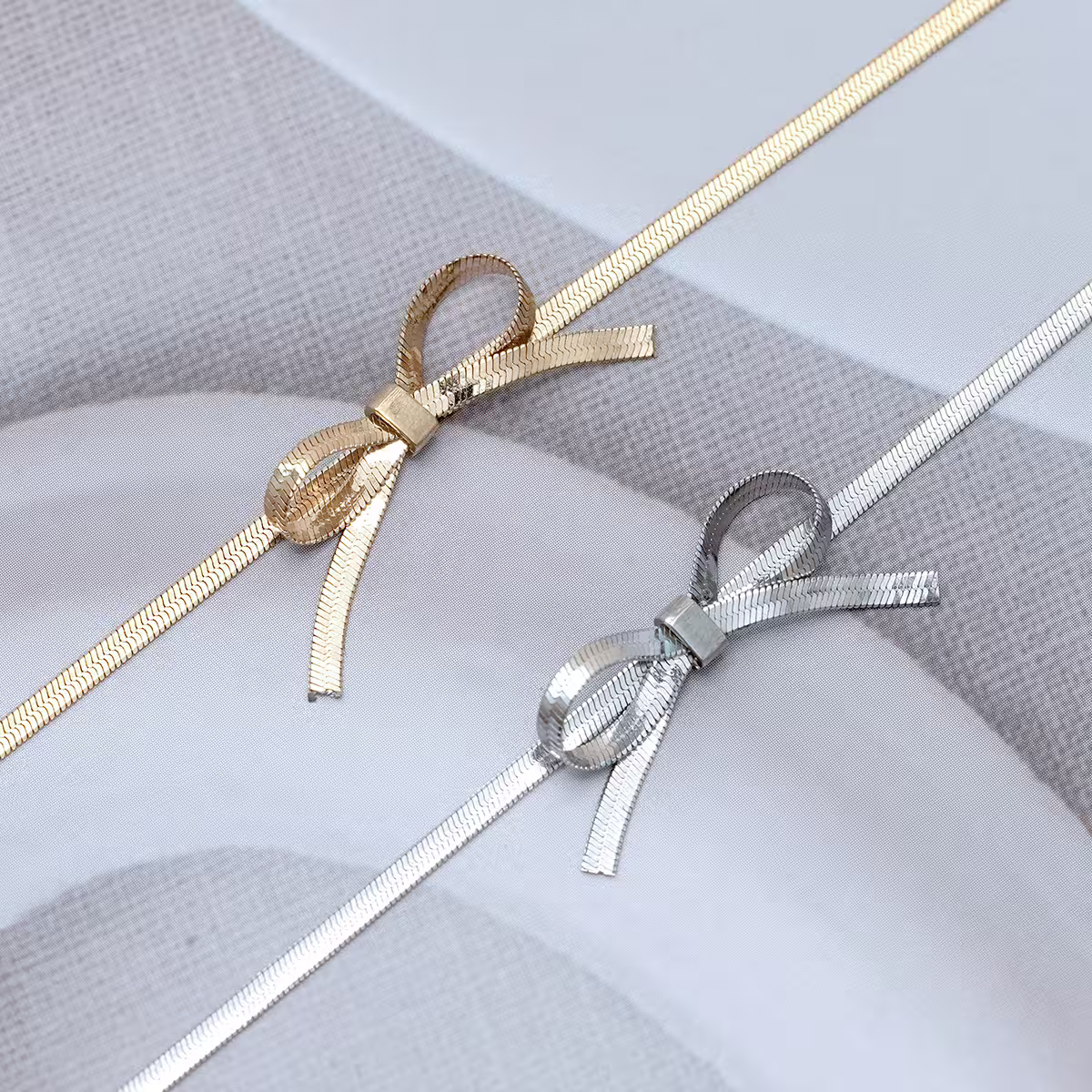 316鋼飾&times;扁平蛇骨蝴蝶結&times;手鍊&times;銀色-第6張