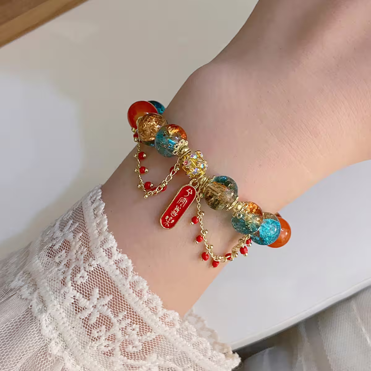 琉璃燈籠平安喜樂&times;固定式串珠手鍊-第6張