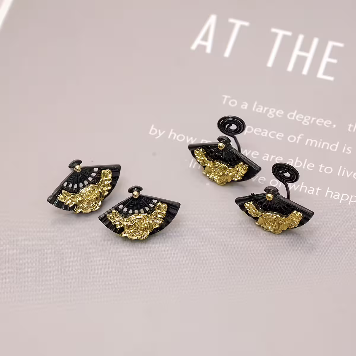 墨扇金牡丹&times;蚊香盤U型耳夾-第5張