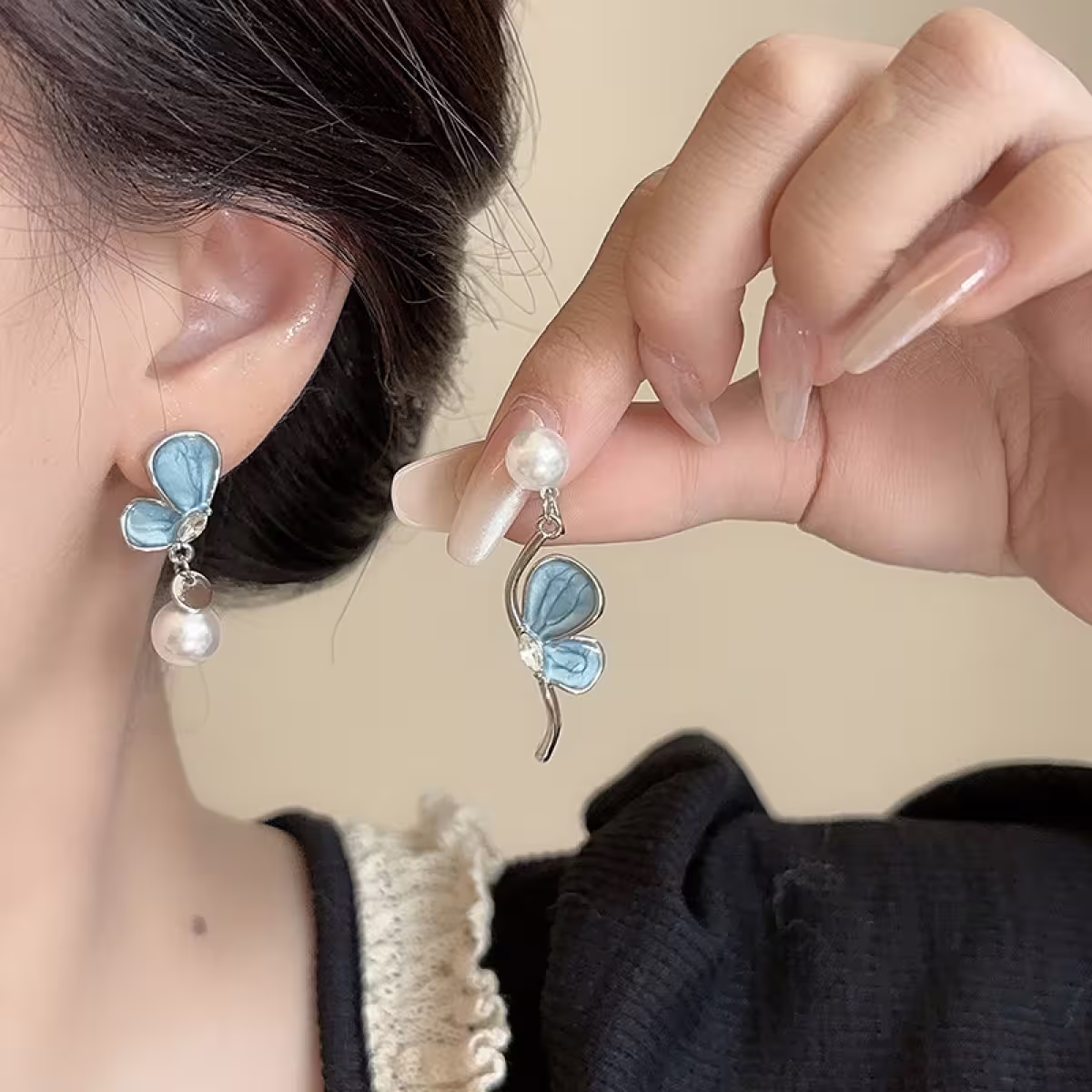 是花似蝶&times;不對稱吊墜耳環-第6張