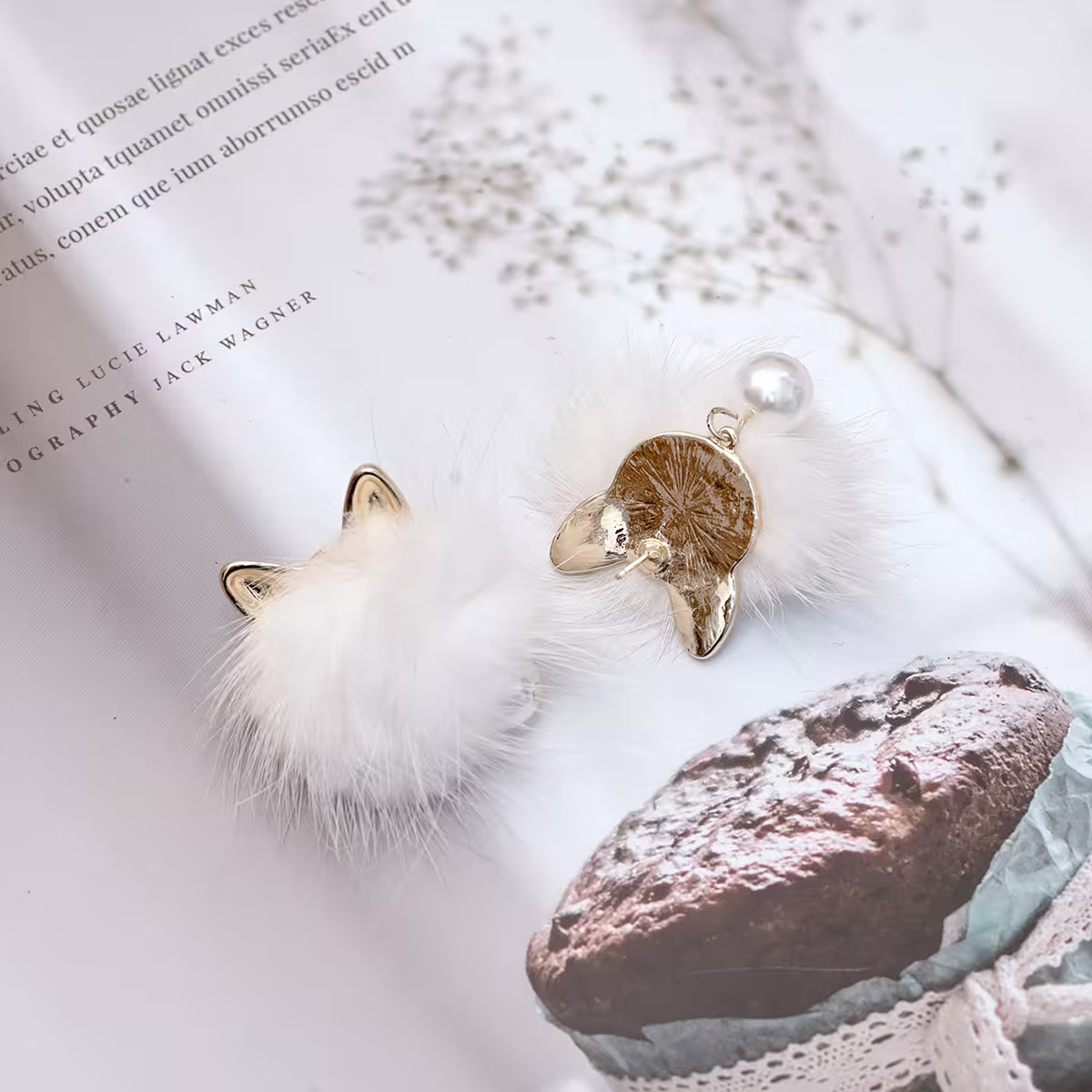 毛絨絨小白貓&times;吊墜耳環-第3張