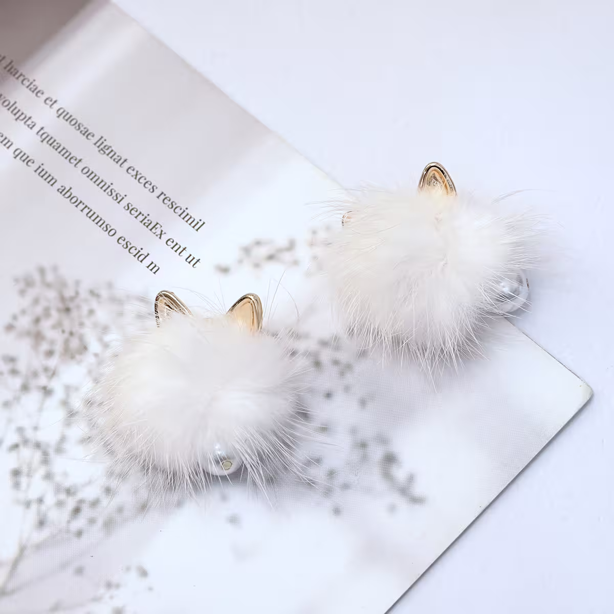 毛絨絨小白貓&times;吊墜耳環-第5張