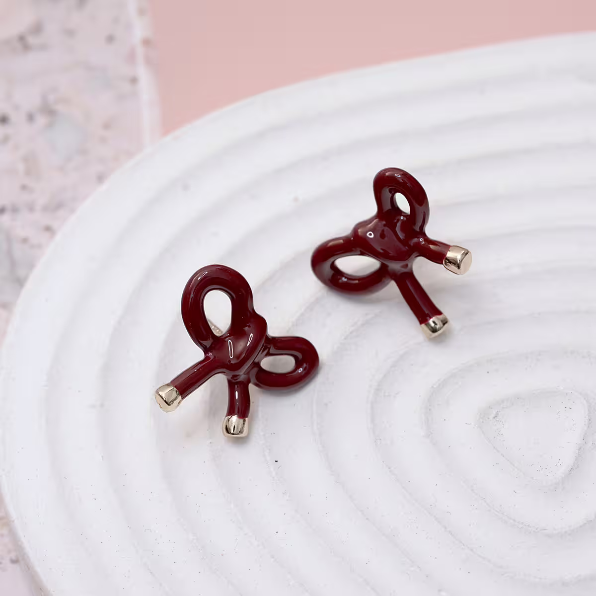 紅色蝴蝶綁結&times;吊墜耳環-第3張