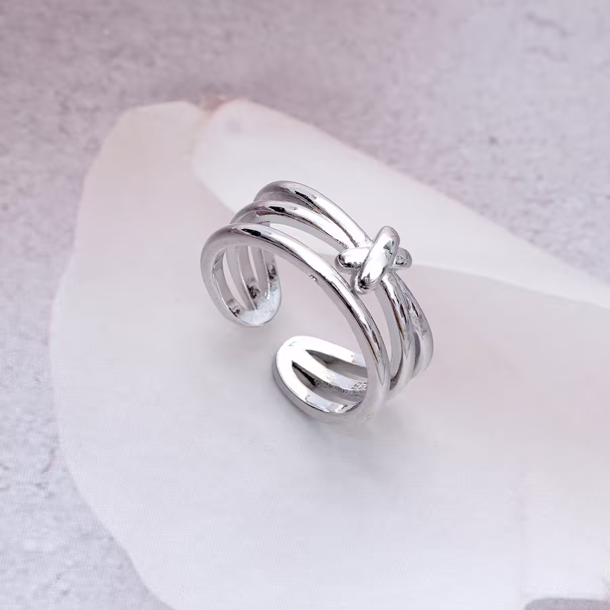 925銀飾&times;線條打結雙層&times;開口戒指-第3張