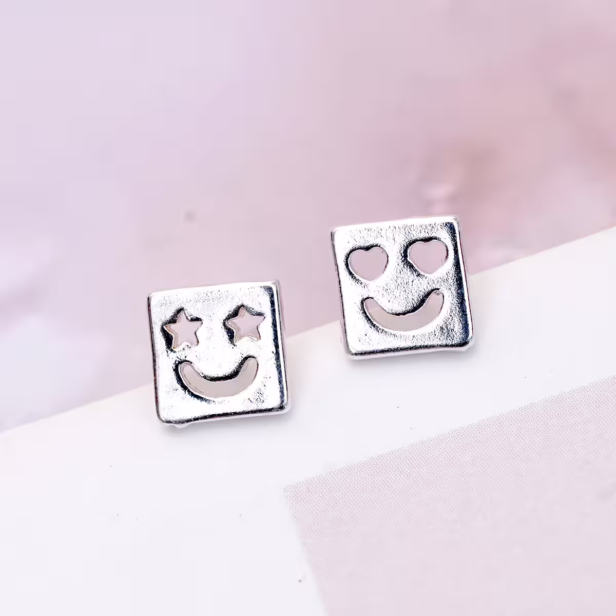 925銀針&times;方臉EMOJI&times;耳環-第1張