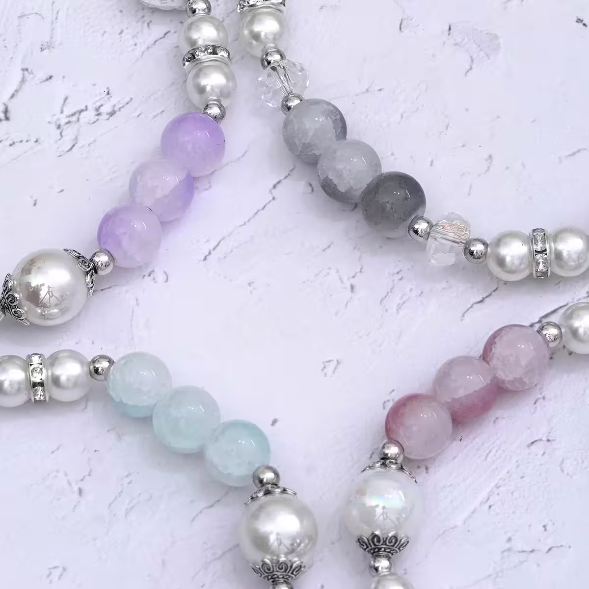 貓眼石琉璃小花&times;手機腕帶掛繩&times;藍綠-第4張