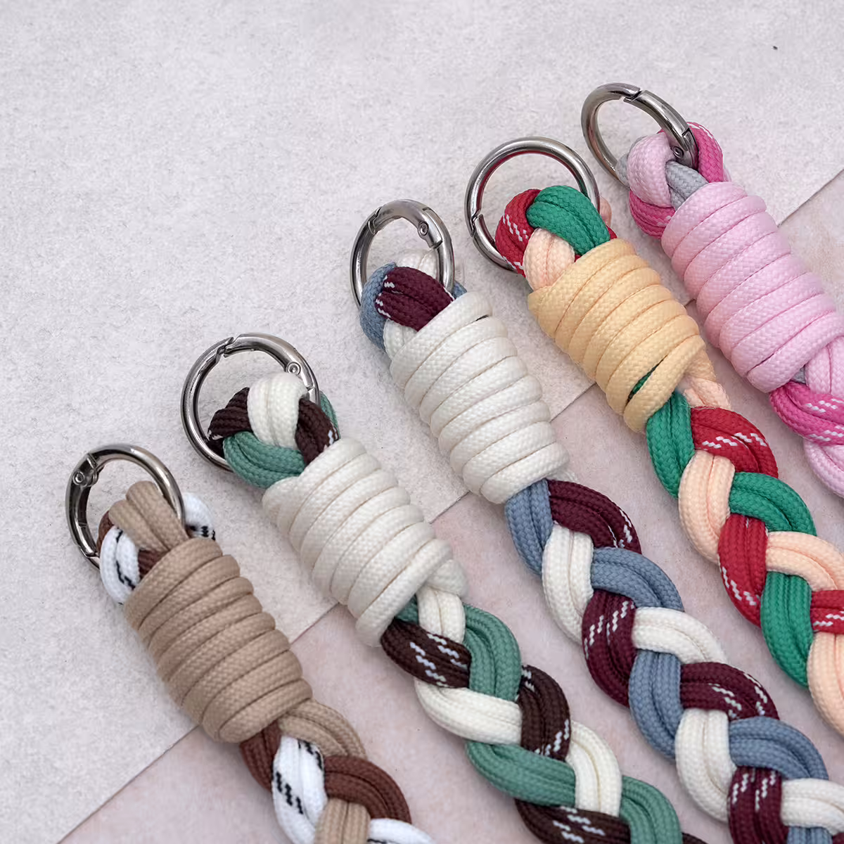 三色麻花辮&times;手機腕帶掛繩&times;粉紅灰-第5張