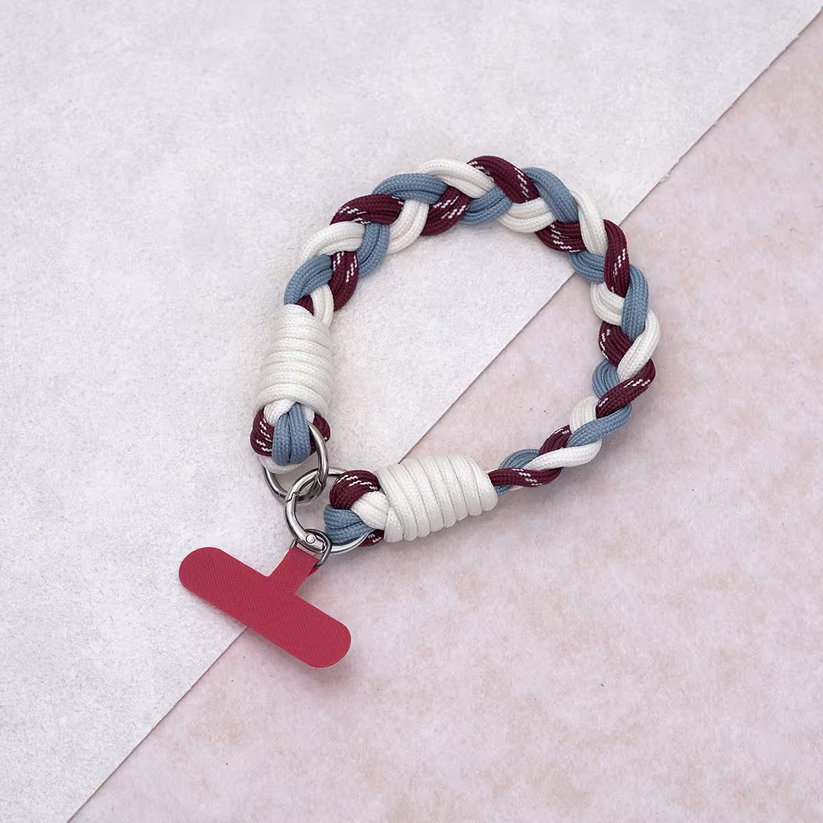 三色麻花辮&times;手機腕帶掛繩&times;藍紅白-第1張