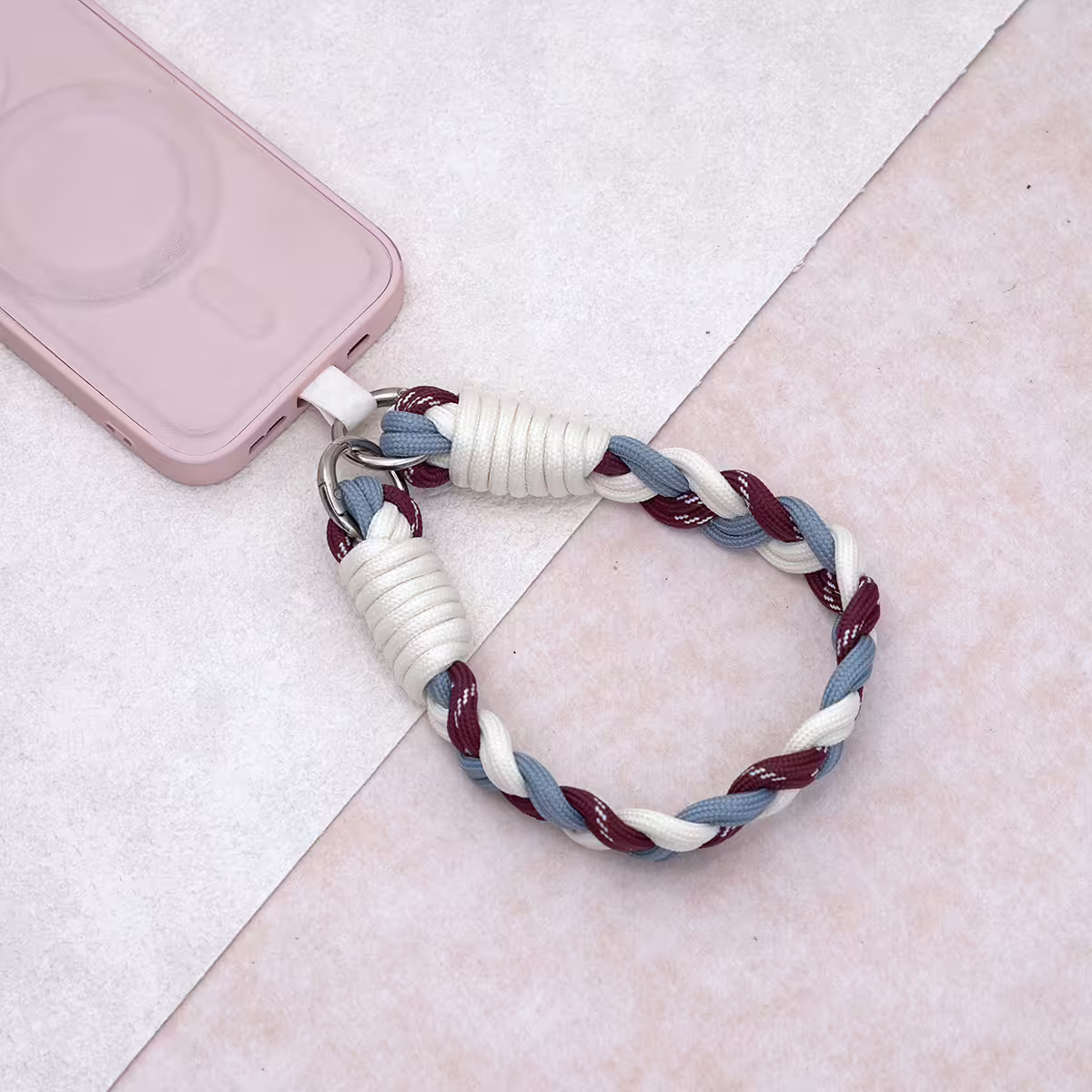 三色麻花辮&times;手機腕帶掛繩&times;藍紅白-第2張